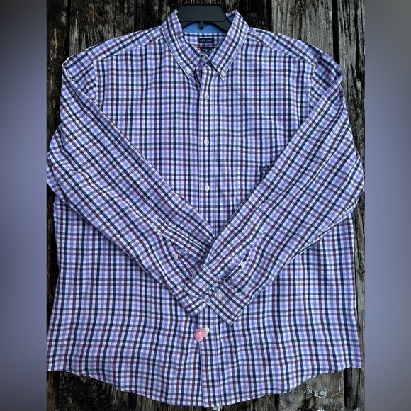 Chaps Easy Care Men’s Long Sleeve Button Down Purple Plaid XXL Shirt B-4 - Picture 3 of 5